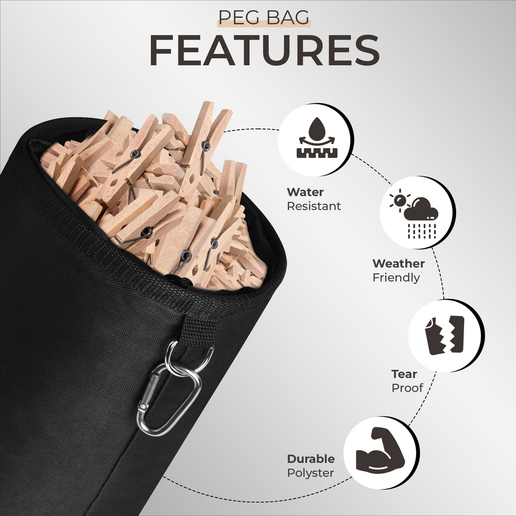 Share Peg Bag Heavy Duty Large Laundry Bag Waterproof Clothes Pin clips storage W/Hook