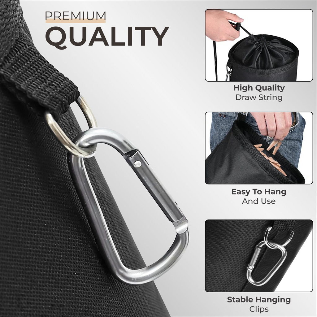 Share Peg Bag Heavy Duty Large Laundry Bag Waterproof Clothes Pin clips storage W/Hook