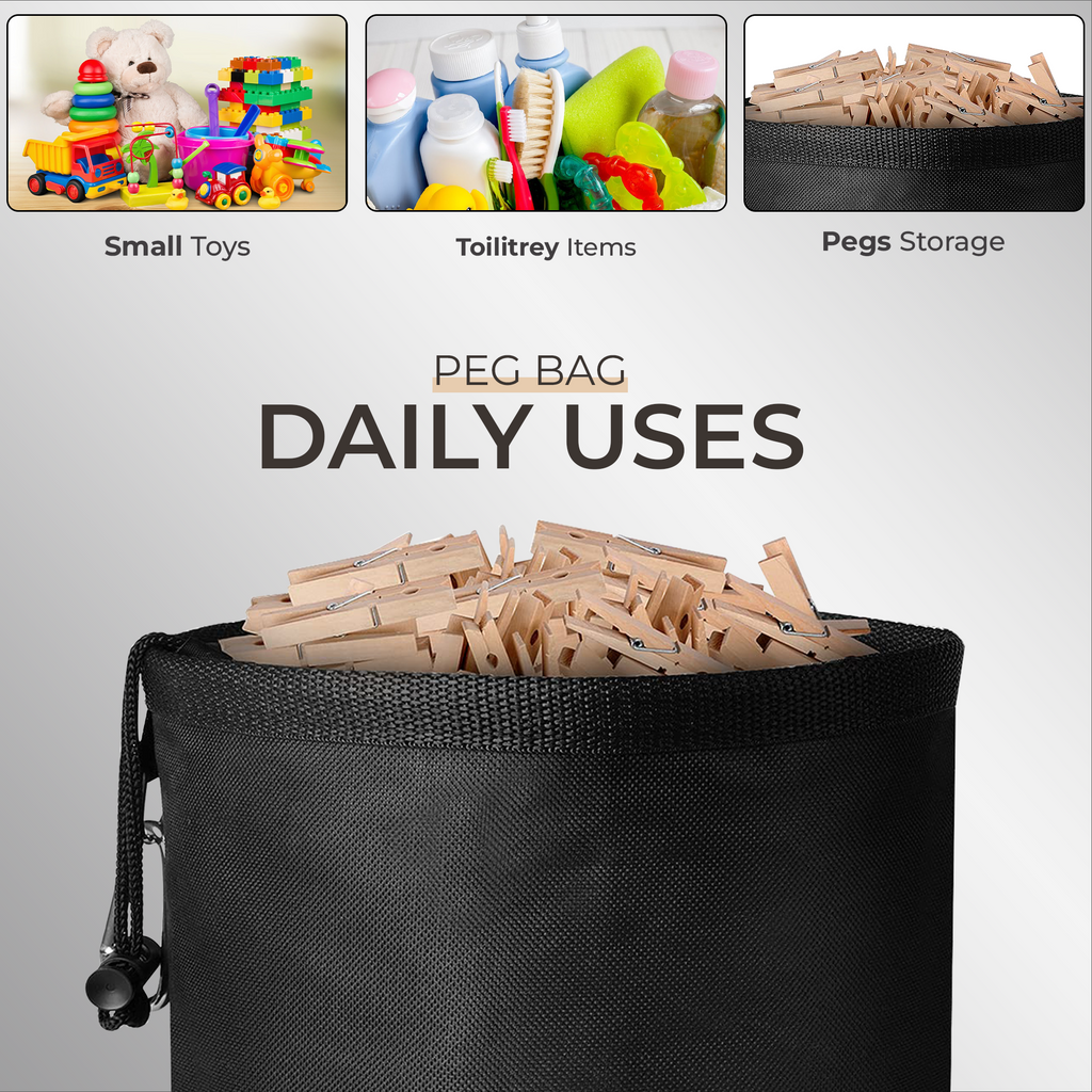 Share Peg Bag Heavy Duty Large Laundry Bag Waterproof Clothes Pin clips storage W/Hook