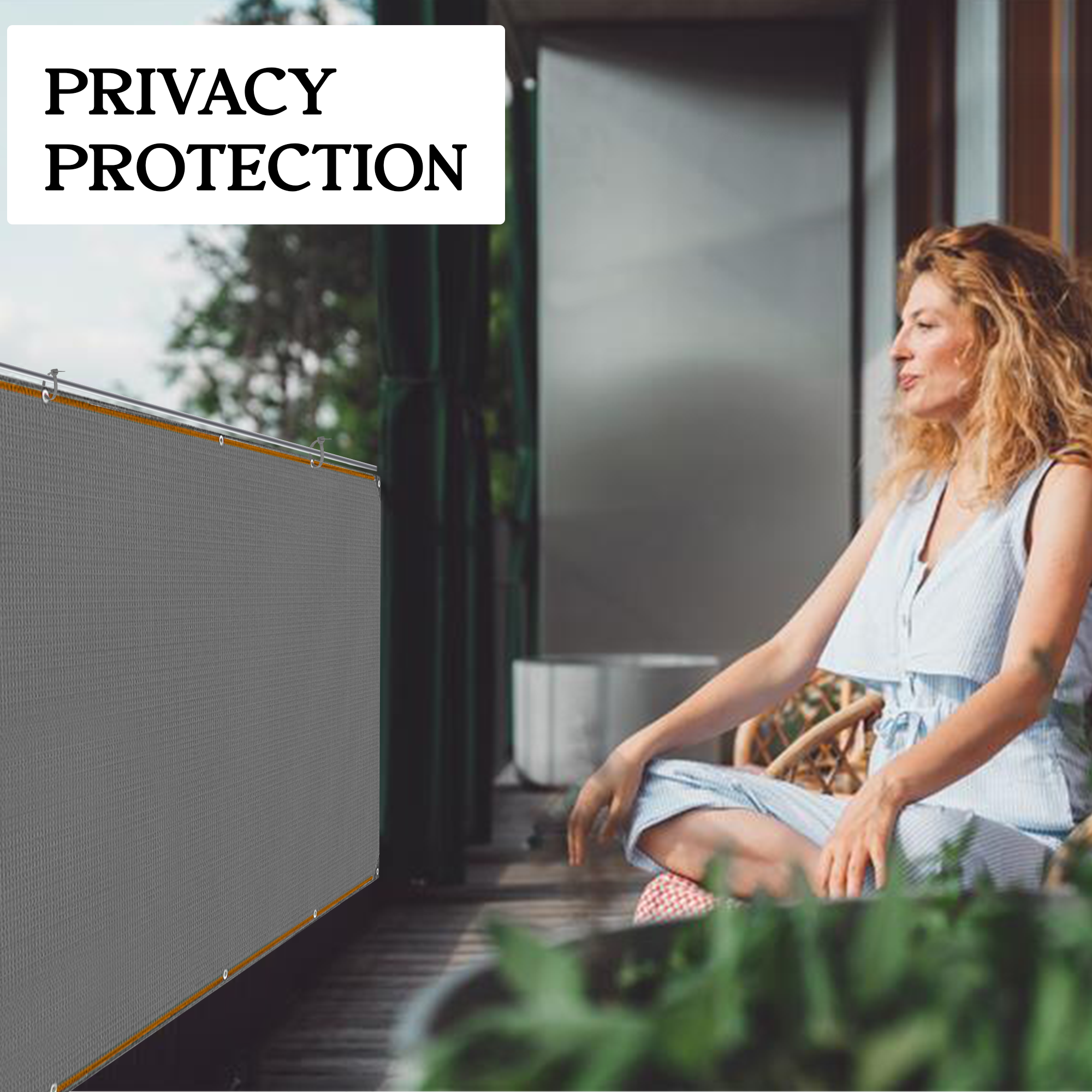 Grey Garden Privacy Screen Fence Netting 95% UV Shades Windbreak Mesh Outdoor Balcony