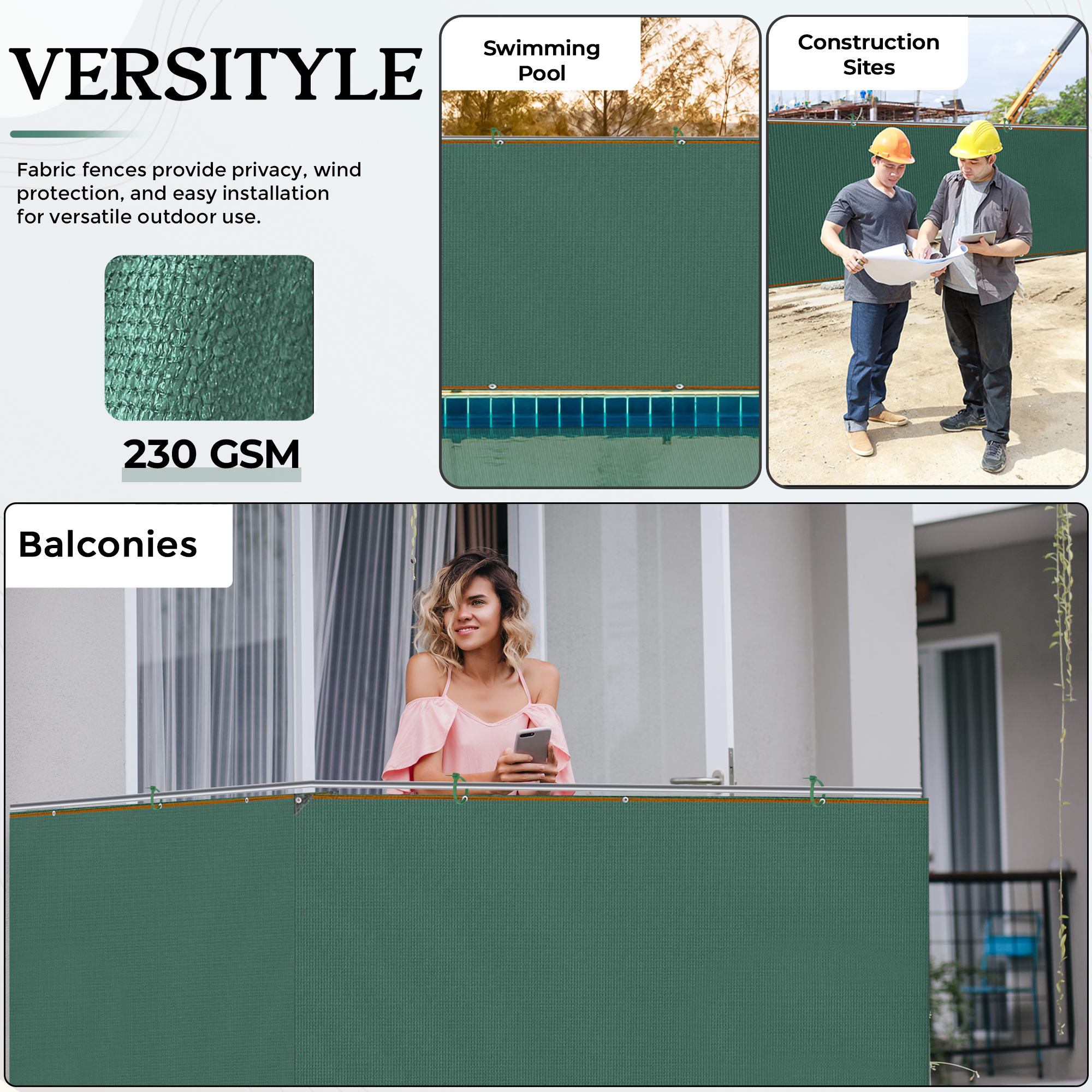 Garden Privacy Screen Fence Netting 95% UV Shades Windbreak Mesh Outdoor Balcony