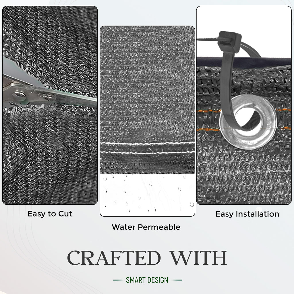 Grey Garden Privacy Screen Fence Netting 95% UV Shades Windbreak Mesh Outdoor Balcony
