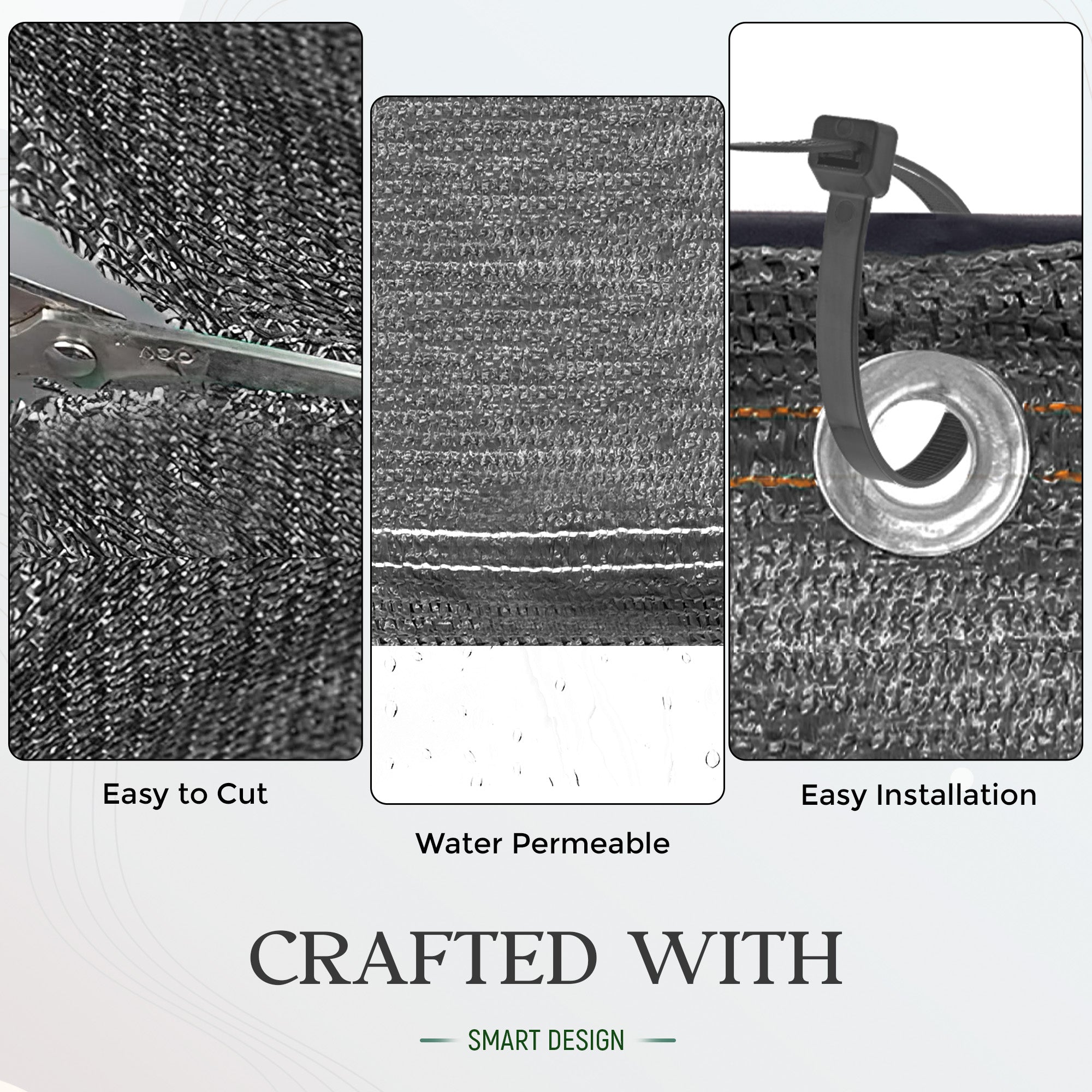 Grey Garden Privacy Screen Fence Netting 95% UV Shades Windbreak Mesh Outdoor Balcony