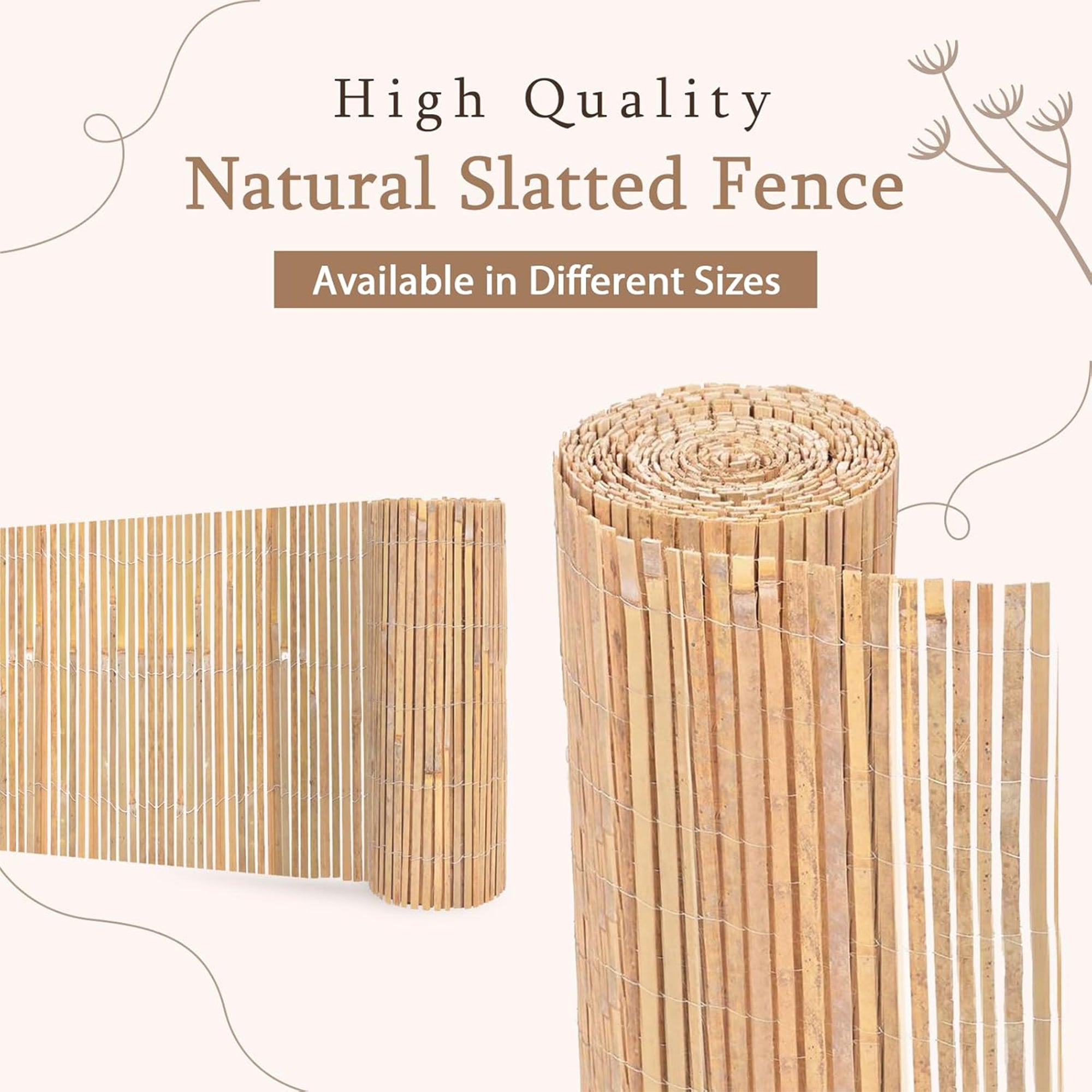 4M Heavy Duty Bamboo Fence Screening Outdoor Slat Garden Fencing Privacy Panel