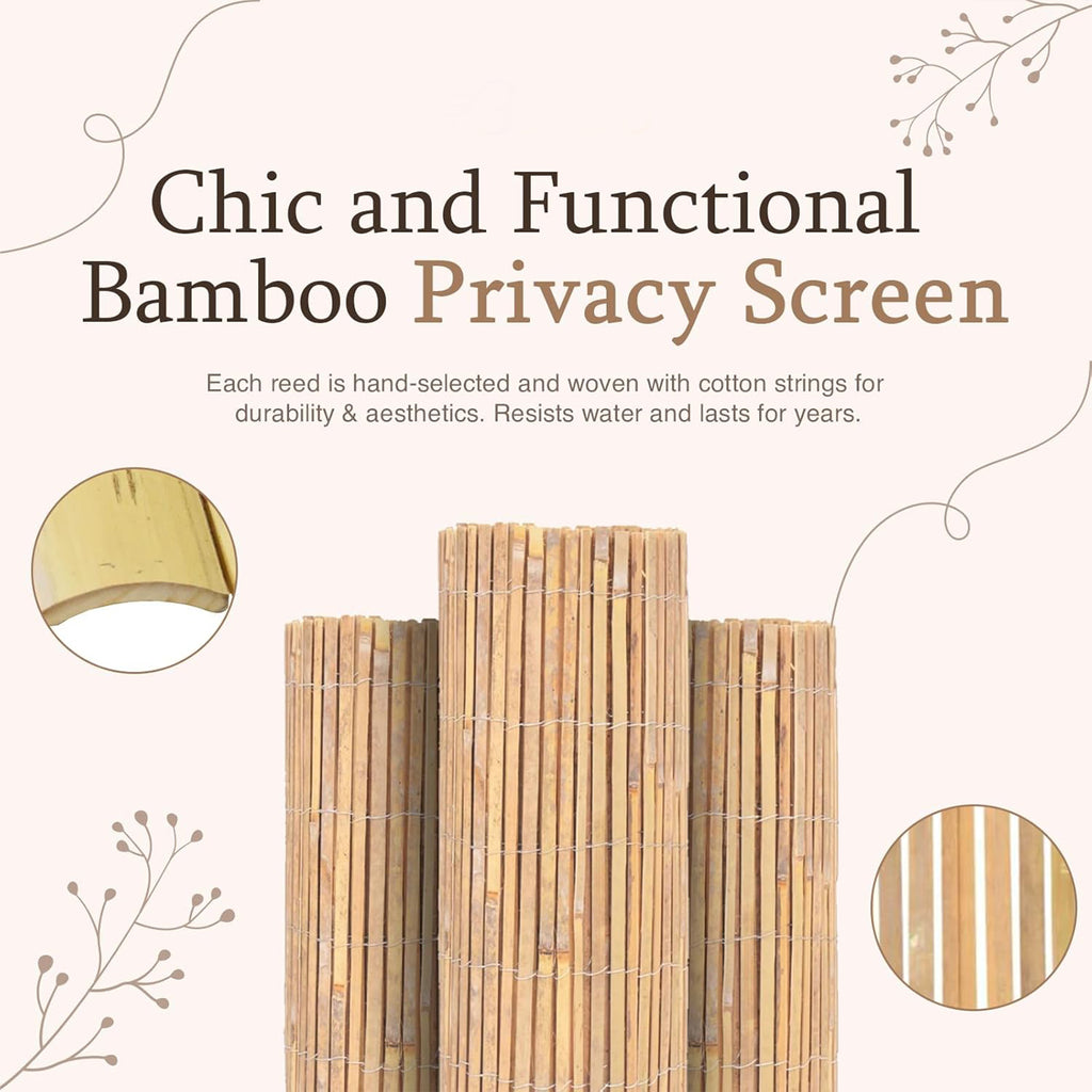 4M Heavy Duty Bamboo Fence Screening Outdoor Slat Garden Fencing Privacy Panel